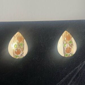 Vintage teardrop Earrings with Floral Design